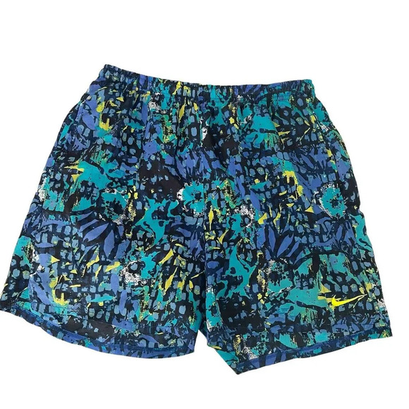 Vtg 90s Nike Shorts Swim Trunks Print All Over Running Baggies Funky Y2k - Picture 9 of 9